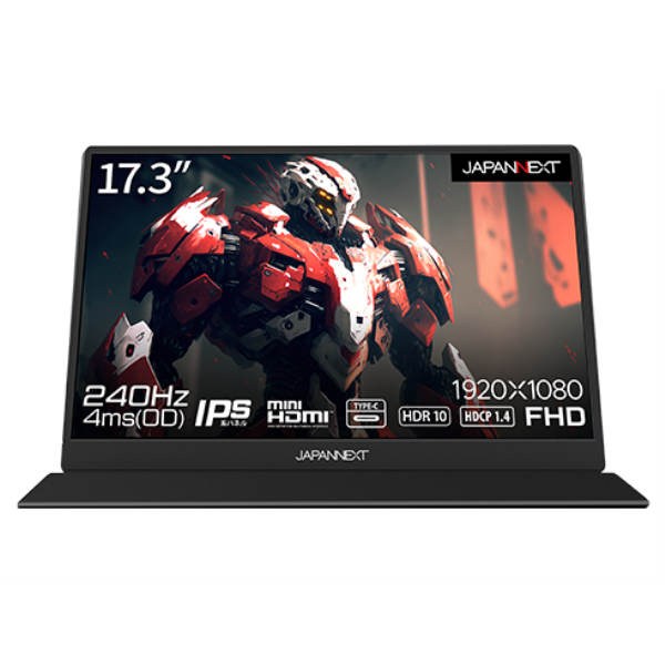 JAPANNEXT ゲーミング液晶ディスプレイ/17.3型/1920×1080/miniHDMI×1、USB Type-C×2/ブラック/スピーカー：有 JN-MD-173GT240FHDR