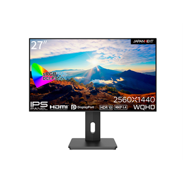 JAPANNEXT 液晶ディスプレイ 27型/2560×1440/DP×1、HDMI×2/ブラック/スピーカー：有/1年保証 JN-27IPS4FLWQHDR-HSP