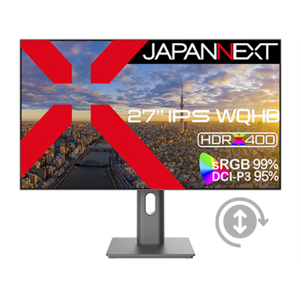 JAPANNEXT 液晶ディスプレイ 27型/2560×1440/DP、HDMI、USB-C×1/ブラック/スピーカー有/1年保証 JN-IPS27WQHD-C65W-HSP