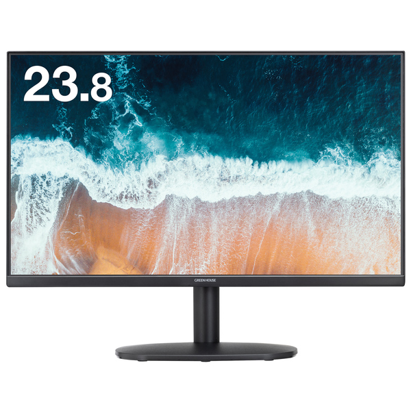グリーンハウス 23.8型ワイド液晶ディスプレイ/1920×1080/HDMI、アナログRGB/ブラック/スピーカー/3年保証 GH-LCW24S-BK