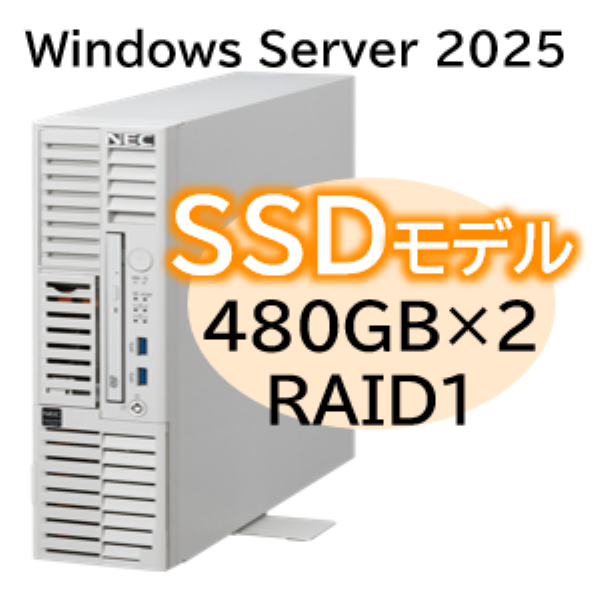 NEC Express5800/D/T110m-S(RAID1対応コントローラ)Xeon6315P 4C/16GB/SSD 480GB*2 RAID1/W2025/タワー3年保証 NP8100-302