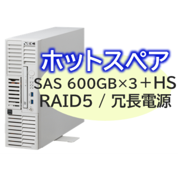 NEC Express5800/D/T110m-S(RAID5対応コントローラ)Xeon6333P 6C/32GB/SAS600GB*4 RAID5/冗長電源/W2022/タワ- NP8100-302