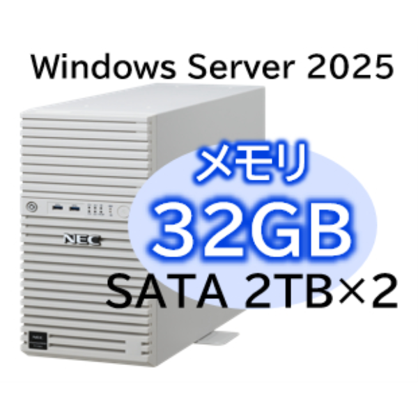 NEC Express5800/D/T110m Xeon 6315P 4C/32GB/SATA 2TB*2 RAID1/W2025/タワー 3年保証 NP8100-3026YPEY