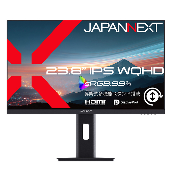 JAPANNEXT 液晶ディスプレイ 23.8型/2560×1440/HDMI×1、DP×1/ブラック/スピーカー有/2年保証 JN-IPS238Q-HSP