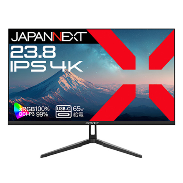 JAPANNEXT 液晶ディスプレイ 23.8型/3840×2160/HDMI×1、DP×1、USB-C×1/ブラック/スピーカー有/2年保証 JN-IPS238U-C6