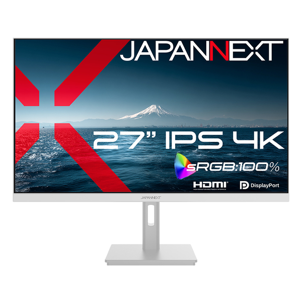 JAPANNEXT 液晶ディスプレイ 27型/3840×2160/HDMI×2、DP×1/ホワイト/スピーカー有/2年保証 JN-IPS2709U-W