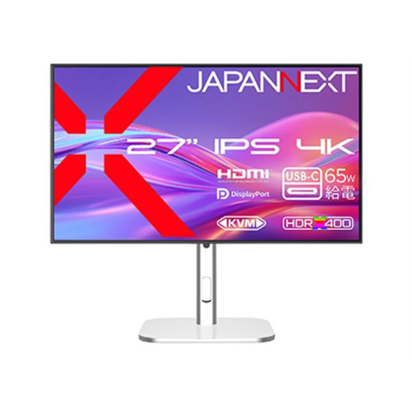 JAPANNEXT 液晶ディスプレイ 27型/3840×2160/HDMI×1、DP×1、USB-C×1/ツートン(ブラック/シルバー)/2年保証 JN-IPSB27U-HSPC6