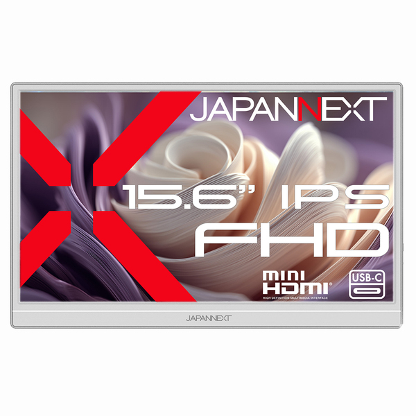 JAPANNEXT 液晶ディスプレイ 15.6型/1920×1080/miniHDMI×1、USB-C×1/ホワイト/スピーカー有/2年保証 JN-MD-Ei156F2-W
