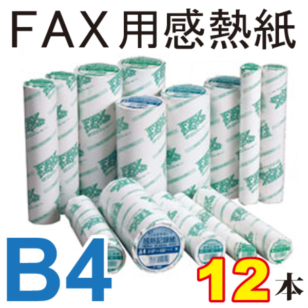 【送料無料】 FAX用感熱紙 B4 257mm×30m　0.5インチコア　12本セット 13002: