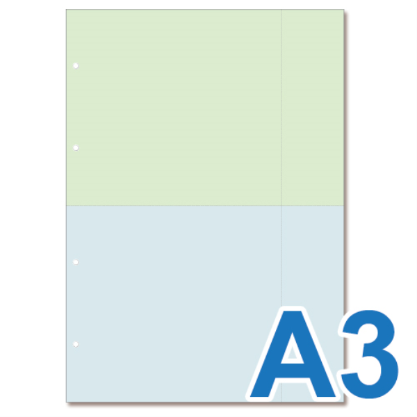 【送料無料】 ミシン目入り帳票用紙　(A3・2面・2色・4穴) 10004: