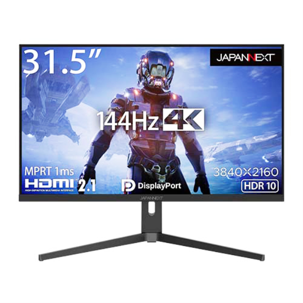 JAPANNEXT ゲーミング液晶ディスプレイ 31.5型/3840×1920/HDMI2.1×1、HDIM×1、DP×2/BK/スピーカー：あり JN-315IPS144UHDR-N: