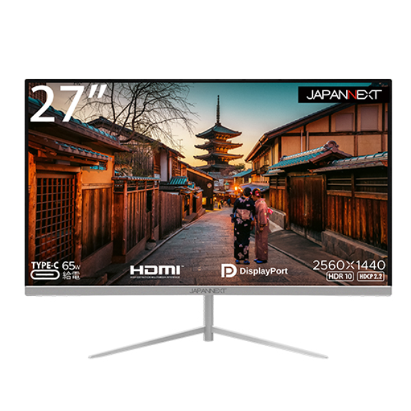 JAPANNEXT 液晶ディスプレイ 27型/2560×1440/DP×1、HDMI×1、USB Type-C×1/ブラック/スピーカー：なし/65W給電 JN-T27WQHD-C65W: