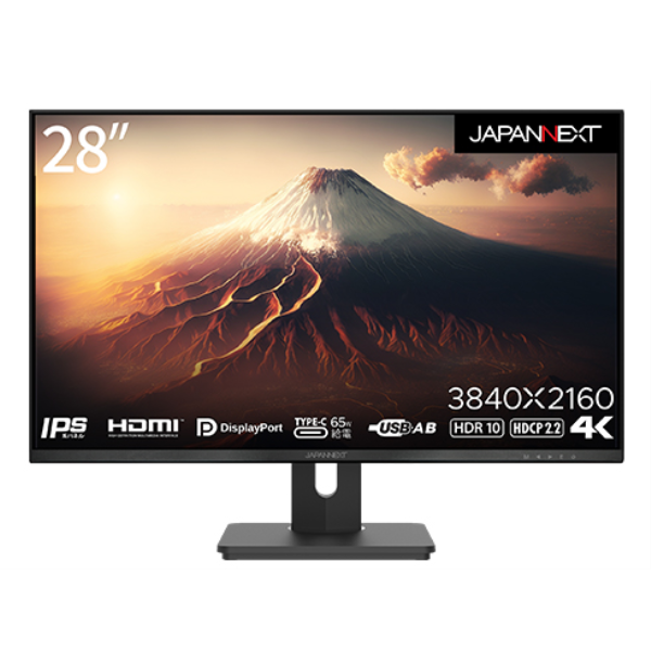 JAPANNEXT 液晶ディスプレイ/28型/3840×2160/HDMI×1、DP×1、USB Type-C×1/BK/スピーカー有 JN-IPS282UHDR-C65W: