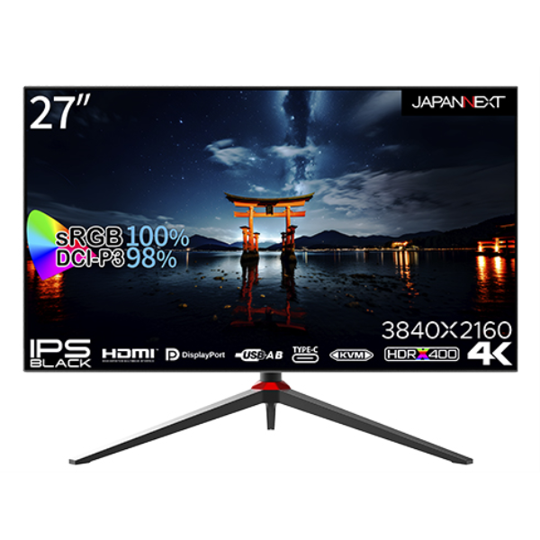 JAPANNEXT 液晶ディスプレイ/27型/3840×2160/DP×1、HDMI×1、USB Type-C×1/ブラック/スピーカー：有 JN-27IPSB4FLUHDR-HSP: