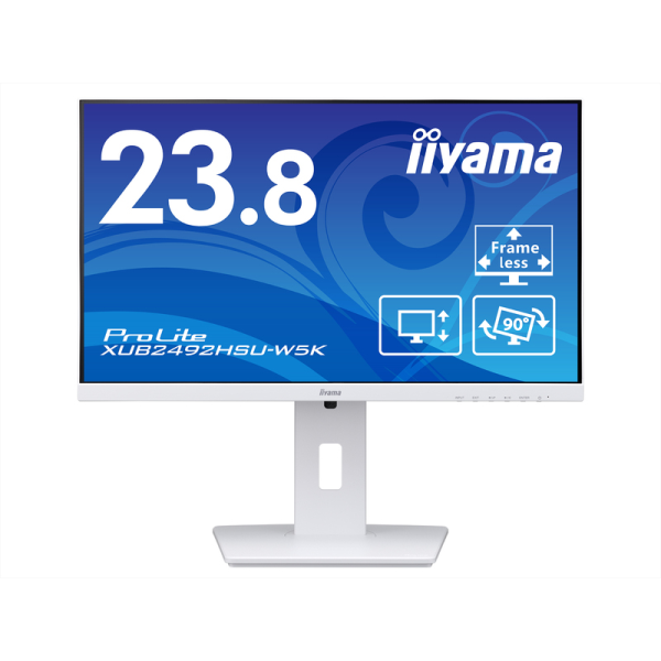 iiyama 液晶ディスプレイ 23.8型/1920×1080/D-sub、HDMI、DisplayPort/ホワイト/スピーカー有/IPS方式/昇降/回転 XUB2492HSU-W5K: