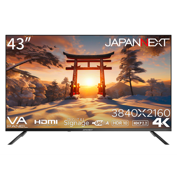 JAPANNEXT 液晶ディスプレイ 43型/3840×2160/HDMI×3/ブラック/スピーカー：有/1年保証 JN-V43UHDR-U: