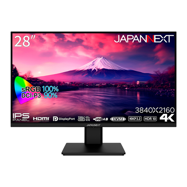 JAPANNEXT 液晶ディスプレイ 28型/3840×2160/HDMI、DP、USB-C/ブラック/スピーカー有/1年保証 JN-IPSD28UR-C65W: