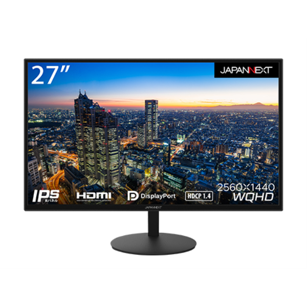 JAPANNEXT 液晶ディスプレイ/27型/2560×1440/HDMI×1、DP×1/ブラック/スピーカー：有/1年保証 JN-IPS271WQHD-N: