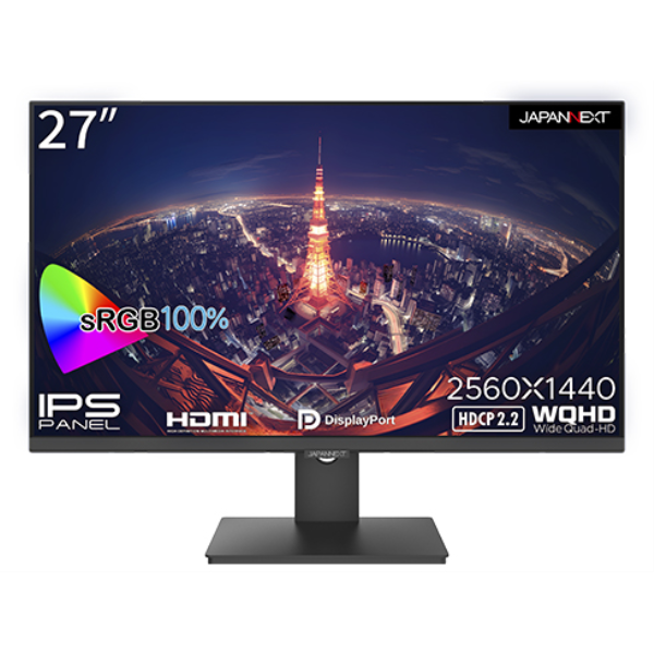 JAPANNEXT 液晶ディスプレイ 27型/2560×1440/HDMI×2、DP×1/ブラック/スピーカー：有/1年保証 JN-IPS272WQHDR: