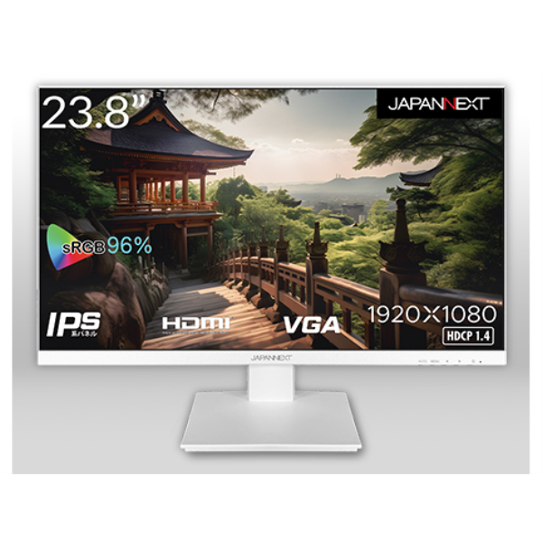 グリーンハウス 液晶ディスプレイ/23.8型/1920×1080/HDMI×1、VGA×1/ブラック/スピーカー：無/1年保証 JN-238i75F-W: