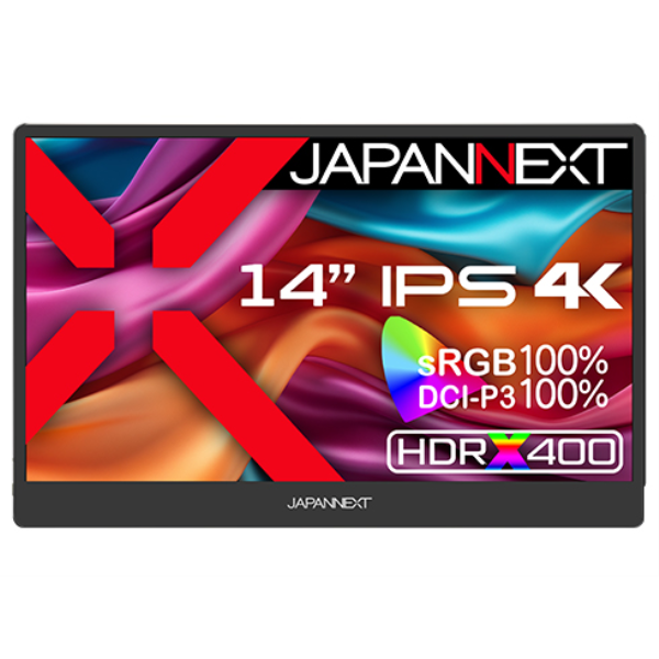 JAPANNEXT 液晶ディスプレイ 14型/3840×2160/miniHDMI×1、USB-C×2/ブラック/スピーカー有/1年保証 JN-MD-IPS140UHDR: