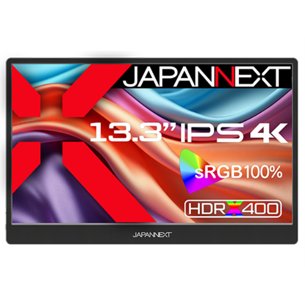 JAPANNEXT 液晶ディスプレイ 13.3型/3840×2160/HDMI×1、USB-C×1/ブラック/スピーカー有/1年保証 JN-MD-IPS1332UHDR:
